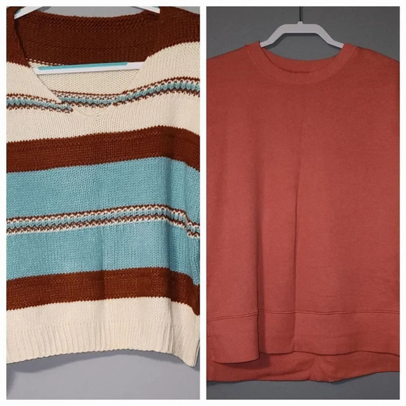 TWO SWEATERS! - Tangerine Pullover {S} & Shein Striped Boho Sweater {XS} - Picture 1 of 9